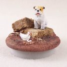 DTTC05C Bulldog, White Tiny One Candle Topper ""A Day on the Farm""