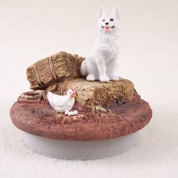 DTTC08C German Shepherd, White Tiny One Candle Topper ""A Day on the Farm""