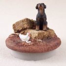 DTTC101A Doberman, Black, Uncropped Tiny One Candle Topper ""A Day on the Farm""