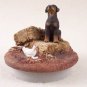 DTTC101B Doberman, Red, Uncropped Tiny One Candle Topper ""A Day on the Farm""