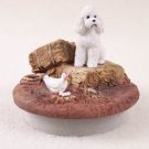 DTTC104A Poodle, White, Sport cut Tiny One Candle Topper ""A Day on the Farm""