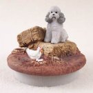 DTTC104B Poodle, Gray, Sport cut Tiny One Candle Topper ""A Day on the Farm""