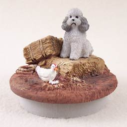 DTTC104B Poodle, Gray, Sport cut Tiny One Candle Topper ""A Day on the Farm""