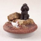 DTTC104E Poodle, Chocolate, Sport Cut Tiny One Candle Topper ""A Day on the Farm""