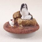 DTTC110A Japanese Chin, Black & White Tiny One Candle Topper ""A Day on the Farm""
