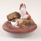 DTTC110B Japanese Chin, Brown & White Tiny One Candle Topper ""A Day on the Farm""