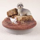 DTTC129A Lhasa Apso, Gray, Sport cut Tiny One Candle Topper ""A Day on the Farm""