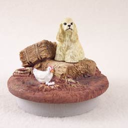 DTTC15C Cocker Spaniel, Blonde Tiny One Candle Topper ""A Day on the Farm""