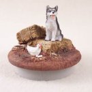 DTTC17A Husky, Black & White, Blue Eyes Tiny One Candle Topper ""A Day on the Farm""
