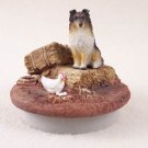 DTTC20B Sheltie, Tricolor Tiny One Candle Topper ""A Day on the Farm""