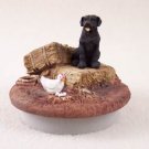 DTTC24A Labrador Retriever, Black Tiny One Candle Topper ""A Day on the Farm""
