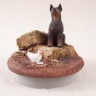 DTTC25B Doberman, Red Tiny One Candle Topper ""A Day on the Farm""