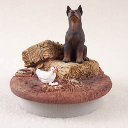 DTTC25B Doberman, Red Tiny One Candle Topper ""A Day on the Farm""