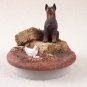 DTTC25B Doberman, Red Tiny One Candle Topper ""A Day on the Farm""