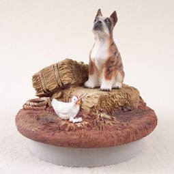 DTTC33C Boxer, Brindle Tiny One Candle Topper ""A Day on the Farm""