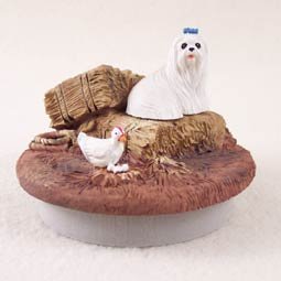 DTTC34 Maltese Tiny One Candle Topper ""A Day on the Farm""