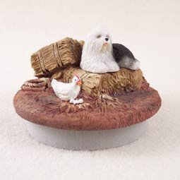 DTTC35 Old English Sheepdog Tiny One Candle Topper ""A Day on the Farm""