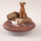 DTTC38 Airedale Tiny One Candle Topper ""A Day on the Farm""