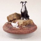 DTTC54A Greyhound, Black & White Tiny One Candle Topper ""A Day on the Farm""