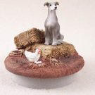 DTTC54B Greyhound, Gray Tiny One Candle Topper ""A Day on the Farm""