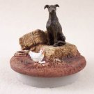 DTTC54C Greyhound, Brindle Tiny One Candle Topper ""A Day on the Farm""