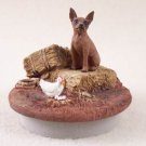 DTTC57B Min Pin, Red & Brown Tiny One Candle Topper ""A Day on the Farm""