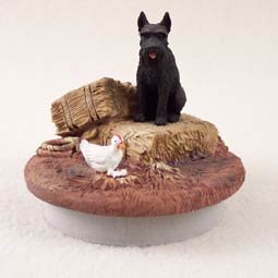 DTTC58B Schnauzer, Giant, Black Tiny One Candle Topper ""A Day on the Farm""