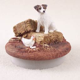 DTTC63A Jack Russell Terrier, Brown & White, Rough Coat Tiny One Candle Topper ""A Day on the Farm""