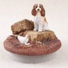 DTTC80A Cavalier King Charles, Brown & White Tiny One Candle Topper ""A Day on the Farm""