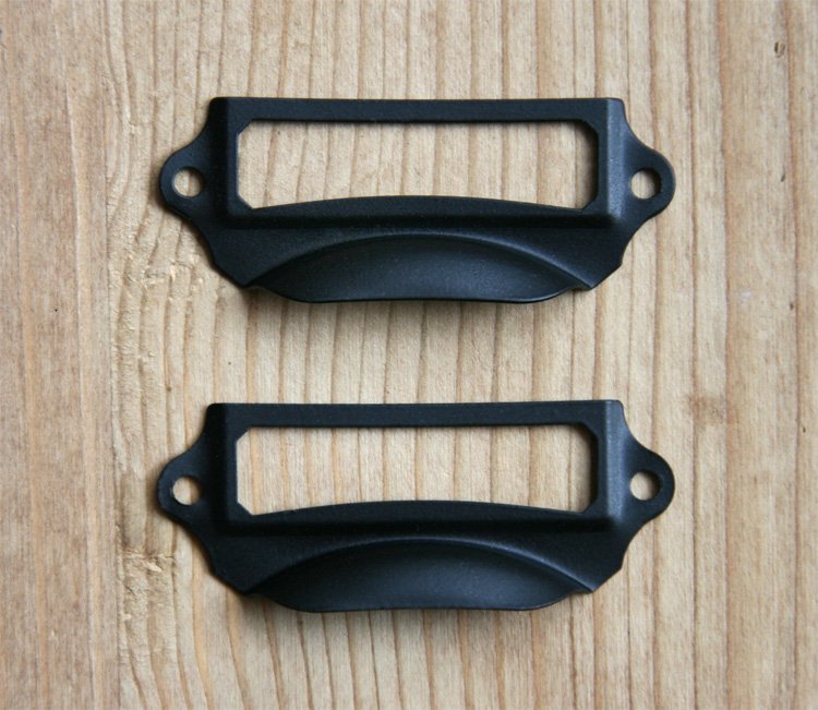Category label holder/drawer pulls (narrow style, Black) set of 2