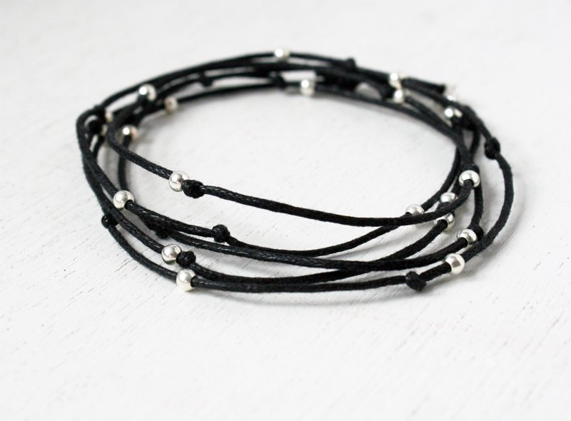 Sterling Silver Long String Beads Bracelet / Beads Anklet (many colors)