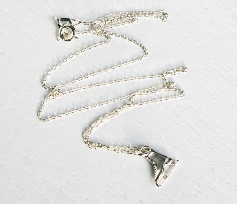Sterling Silver Ice Skate Necklace