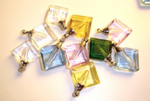 10 Assorted diamond shaped pendant vial charms