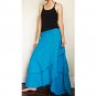 Blue Cotton Boho Hippie Gypsy Two Layers Circle Long Wrap Skirt S-L (H)