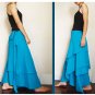 Blue Cotton Boho Hippie Gypsy Two Layers Circle Long Wrap Skirt S-L (H)