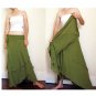 Hippie Gypsy Green Cotton Two Layers Biased Circle Long Wrap Skirt S-L (H)