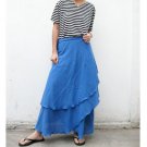 Blue Koi Cotton Boho Hippie Two Layers Circle Wrap Skirt (H)