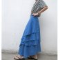 Blue Koi Cotton Boho Hippie Two Layers Circle Wrap Skirt (H)