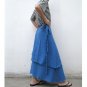 Blue Koi Cotton Boho Hippie Two Layers Circle Wrap Skirt (H)