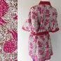 Short Maroon Floral Thai batik Cotton kimono bridesmaid robe R67