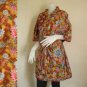 Classic with Mixed Flowers Brown Thai Batik Wedding Short Kimono Bath Robe S - L (R61)
