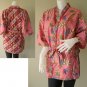 Classic Pink Thai Floral Batik Short Crossover Robe Kimono Wedding Bath Robe S-L (R50)