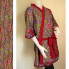 Short Brown batik cotton bridesmaid  kimono  Robe 13