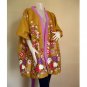 Gold Thai batik short kimono bridesmaid Robe R10