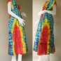 0 New Tropical Tie Dye Cotton -Beach Handmade Long Kimono Women Summer Dress S-L (T27)