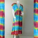 freeshipping Colorful Tie Dye Cotton Long Kimono Women Summer Dress S-L (TD329)