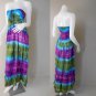 Free Shipping Free Shipping Tie Dye Summer Long Smock Dress V Neck Halter Maxi /Skirt (Smock 403)