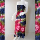 Free Shipping Tie Dye Summer Long Smock Dress V Neck Halter Maxi /Skirt(Smock 402)