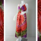 Hippie Gypsy Tie Dye Cotton Long Summer Halter Back Smock Maxi Dress (  DMS368)