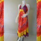 Tie Dye Cotton Summer Long Smock Halter Dress (DMS356)
